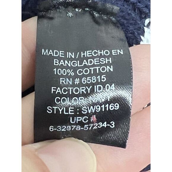 Nautical Fisherman Sweater Jones Of New York Knit V Neck Navy Tennis Nautical - Picture 4 of 7